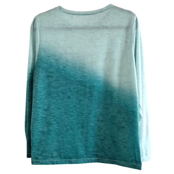 Womens Large Top Smooth As Tennessee Whiskey Graphic Long Sleeve Teal Ombre - Picture 6 of 9
